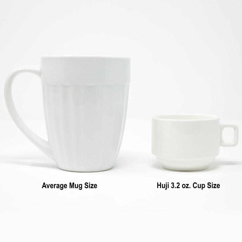 HUJI Stack-able Porcelain 3.2 OZ Espresso Turkish Coffee Cups and