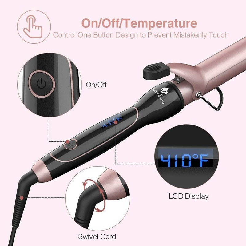 MiroPure Curling Iron 1 1/4-inch Dual voltage Instant,Extra-