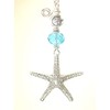 Textured Silvery Starfish with Turquoise Glass Ceiling Fan Pull