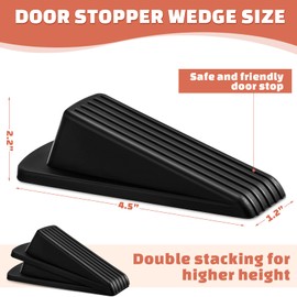 Frienda 24 Pcs Door Stoppers Bulk Rubber Stop Height up to 1.2 Inches Wedge Stopper for Heavy Duty Door Bottom Carpet Tile Concrete Wooden Floor (Black)