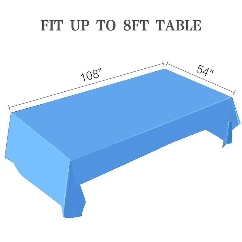 Jepeux 2 Packaging Light Blue Plastic Tablecloth, 54 inch x108