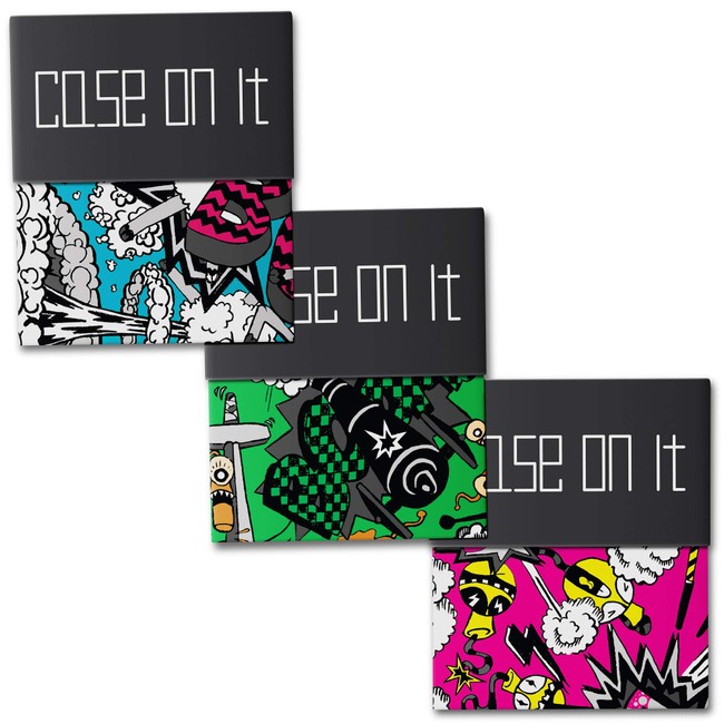 CASE ON IT Folding Rolling Tray. Small, Smell Proof, Easy to Carry with Crazy Designs (Boom Collection, 3 Units)