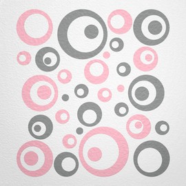 WANDfee® Wall Tattoo, Circles, Dots, 50 Stickers, Colour Choice For Children's Bedroom, Living Room, Hallway, Bathroom, Kitchen, Tile Stickers, grey