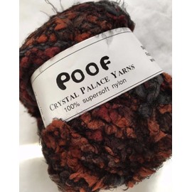 Crystal Palace Yarns Poof #9377 "Walnut Mix" Copper, Brown, Maroon, Grey with Black Puff Eyelash Yarn 50 Gram