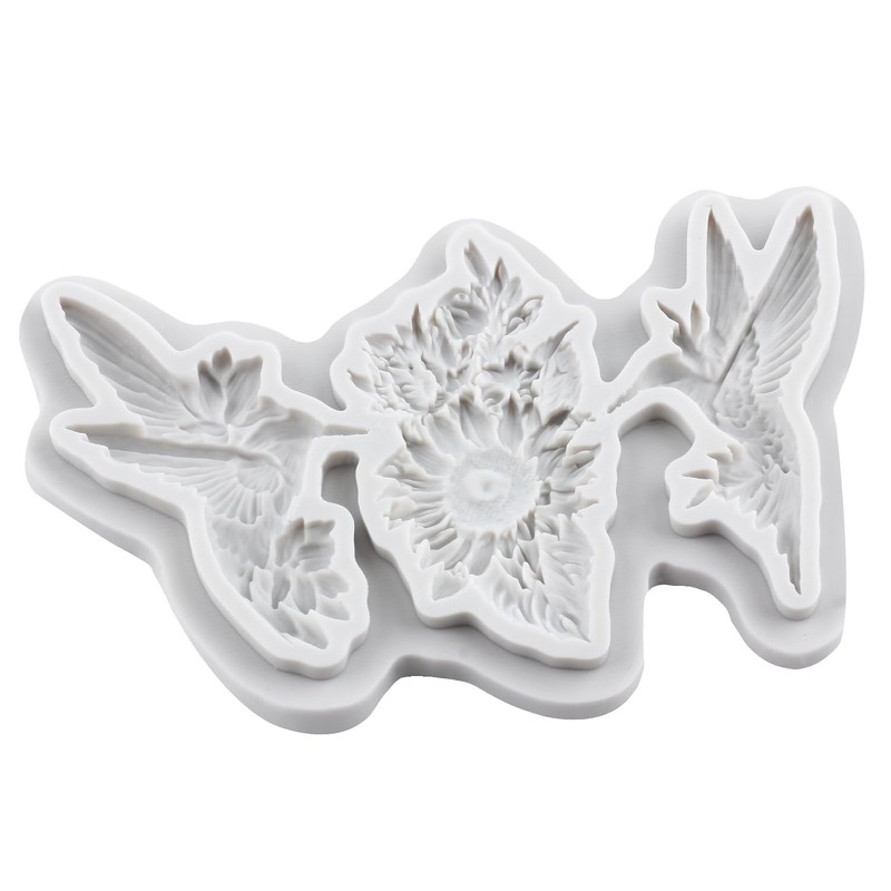 TAOXIBEI Hummingbird Polymer Clay Mold Bird Clay Molds Flower Silicone