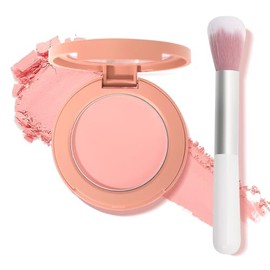 Rubor en polvo rosa dulce para mejillas con pincel, paleta de rubor mate mezclable natural para rubores faciales, textura ligera y sedosa para mujeres