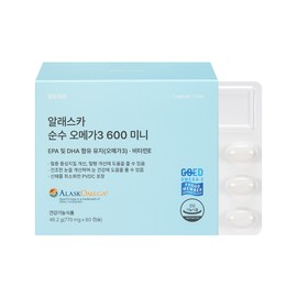YDY Nutrition Eutrition Alaska Pure Omega 3 600 Mini High Room Temperature Pharmacist Ingredients 60 Capsules, 1 Piece / 유트리션 알래스카 순수 오메가3 600 미니 고상온약사 성분배합 60캡슐, 1개