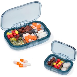 YXCHUA Tablettenbox 2 Stück Mode Reise Klein Pillendose 6 Fächer+3 Fächer Medikamentenbox,Pillendose-Fächer Tragbar Abnehmbare Pillenbox