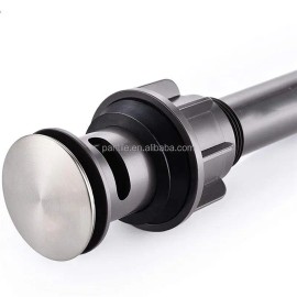 11/4'' Size Matte Black Plastic Basin Pop up Drain With Overflow Wash BasinMaterial: ABS Plastic, Color: brushed nickel