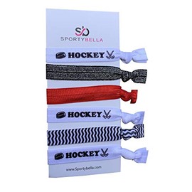 Hockey Hair Accessories, Red Hockey Hair Ties, No Crease Hockey Hair Elastics Set for Women and Girls