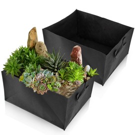 MAQIHAN Fabric Raised Garden Bag - 2 Pack Grow Bed Bags,Non-Woven Growing Container with Handles for Planting Vegetables Herbs Flowers Chilies,Outdoor Indoor,15.7X11.8X7.8In