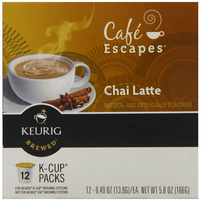 Café Escapes Chai Latte Keurig K-Cups Coffee, 12 Count