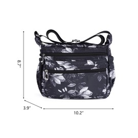 NOTAG Crossbody Bag for Women, Waterproof Nylon Shoulder Bag Purse Casual Travel Multi-Pocket Messenger Bags (Black)