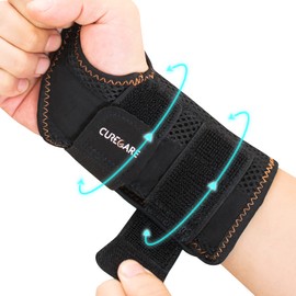 CURECARE Carpal Tunnel Wrist Splint, Breathable Wrist Splint for Men & Women, Wrist Brace Night Support with 2 Adjustable Straps, Wrist Brace for Tendonitis, Arthritis (Right Hand-Black, S/M)
