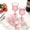 JUSONEY 7oz Vintage Plastic Wine Glasses,Crystal Textured Plastic Goblets,Disposable Wine