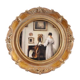 LIHOLO Small Vintage Picture Frames 4x4 Antique Picture Frames Ornate Wallet Size Round Pictures Frames for Tabletop and Wall Mount Decorative Photo Gallery Art Retro Design Home Decor