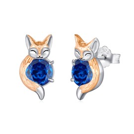 OHAYOO Fox Earrings 925 Sterling Silver Birthstone Earrings for Women Girls, Sterling Silver