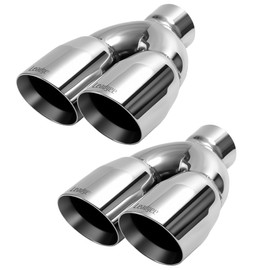 Leadgee Pack of 2 Dual Exhaust Tips, 2.5 Inch Inlet, 3.5 Inch Outlet, 9.5 Inch Length, Polished Stainless Steel Diesel Exhaust Tip for Car & Truck (Double Wall Weld-On Design)