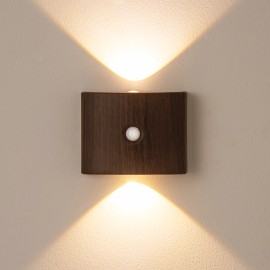 Morden Wireless Magnetic Motion Sensor Wall Light RGB Smart Home USB Rechargeable Night Light Bedroom Bedside LED Wall LampsBody color: Wood, Lamp Power(W): 1, Lamp Sizes: Small