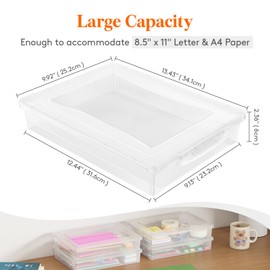 Lifewit 6 Pack Plastic Multi-Purpose Storage Box with Latching Lids, Clear A4 Paper Storage, Classroom Organization, Storage Containers for Board Game, Craft, Document, Magazine, Art Supplies
