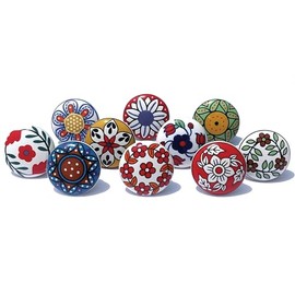 Royal Kraft Vintage Multicolor Printed Ceramic Pull Knobs for Kitchen Cabinet, Door & Drawer, Wardrobe, Cupboard (Set of 10) Sknob001