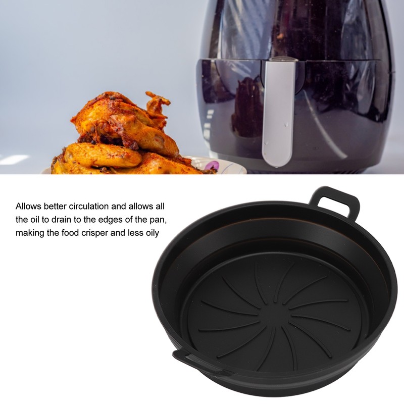 2 PCS Fryer Silicone Baskets with Handle 7.5inch Round Silicone