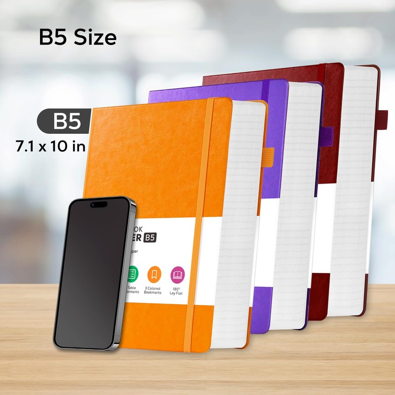 FOCUS DAY 3 Pack Journals Notebooks, B5(7.1'' X 10'') Thick