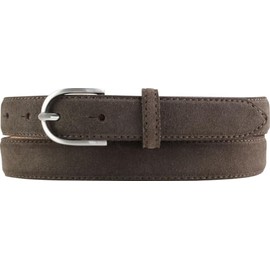 BELTINGER Women's Suede Belt 2.5 cm Suede Leather Belt for Women 25 mm Suede Belt with Round Belt Buckle, Dark brown, silver.