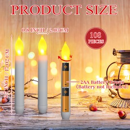 Macarrie 108 Pieces Flameless LED Taper Candles Battery Operated Candles, Flickering Light, Electric Handheld Candlesticks for Church Party Weddings Birthdays Decorations(White)
