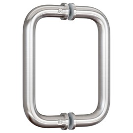 Ranbo Brushed Nickel 6" （CTC） Tubular Back-to-Back Shower Door Handle，3/4" Diameter Pull Handles with Metal Washers, for 1/4"- 1/2" Thick Glass and 1-3/8" - 2-1/6" Thick Wooden or Metal Doors