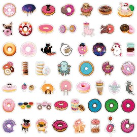 Donuts Stickers 100pcs, Cute Sweet Food Doughnut Decals for Kids Teens Teacher Party Favors Reward for Water Bottles Luggage Computer Scrapbook Skateboard Guitar Greetings Cards DIY Decorations