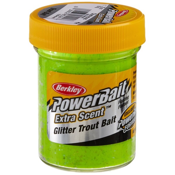 Berkley PowerBait Glitter Trout Bait, Chartreuse STBGC, 1.75 oz jar