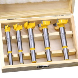 CENPEK 5 Pieces Carbide Drill Bit Set, Hinge Hole Saw Drill Wood Slabs Flat Wing Boring Drill Bits Auger Holes Opener Woodworking Tool, 15mm 20mm 25mm 30mm 35mm