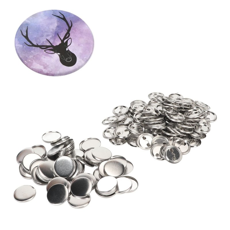 Set of 100 Blank Pin Back Buttons, 37 mm Round