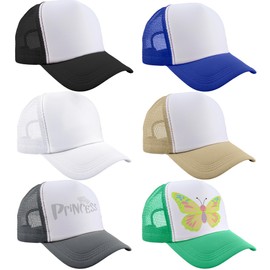 6 Pcs DIY Trucker Hats Mesh Sublimation Trucker Cap Adjustable Baseball Hats for Kids Summer Sports Picnics Spring Outings (UK, Alpha, One Size, Color Set 3)