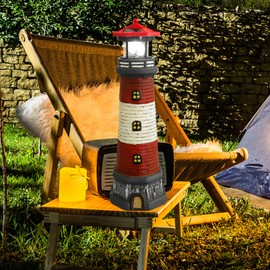 DOITOOL Solar Light Glowing Decor Garden Lighthouse Figurine Glowing Lighthouse Statue Outdoor Lighthouse Ornament Garden Decors Garden Adornment Lawn Glowing Statue