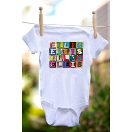 SignYourName ELLIS Baby Bodysuit in Sign Letter Photos - 100% Cotton & Short Sleeve