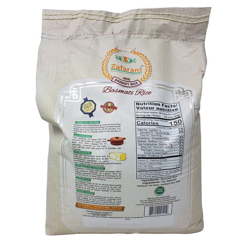 Zafarani Aged Basmati Rice Aromatic Extra Long Grain Rice from