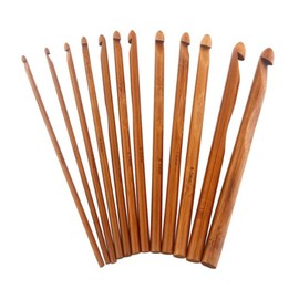 Juego de 12 Ganchos de Ganchillo con Ergonómico, Agujas de Tejer de bambú para una Mano de Obra Fina, Agujas Redondas Carbonizadas de bambú para un Crochet Cómodo