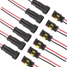 TOMALL 2 Pin Way 18 AWG Waterproof Connector for Electrical Quick Plug socket 2 Wire Pigtail 1.5mm Series (Pack of 6)