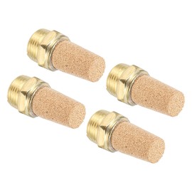 MECCANIXITY 4PCS Pneumatic Exhaust Muffler, 3/8" NPT Male Sintered Bronze Muffler Brass Air Line Fittings for Pneumatic Tools and Industrial Machinery