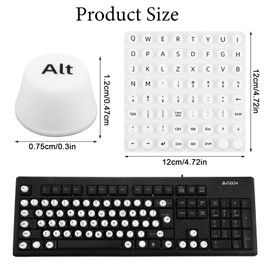 64 Pcs Raised Keyboard Stickers for Long Nails with Letters, Soft Silicone Universal Typing Bubbles Nail Art Typing Keycaps for Women, White