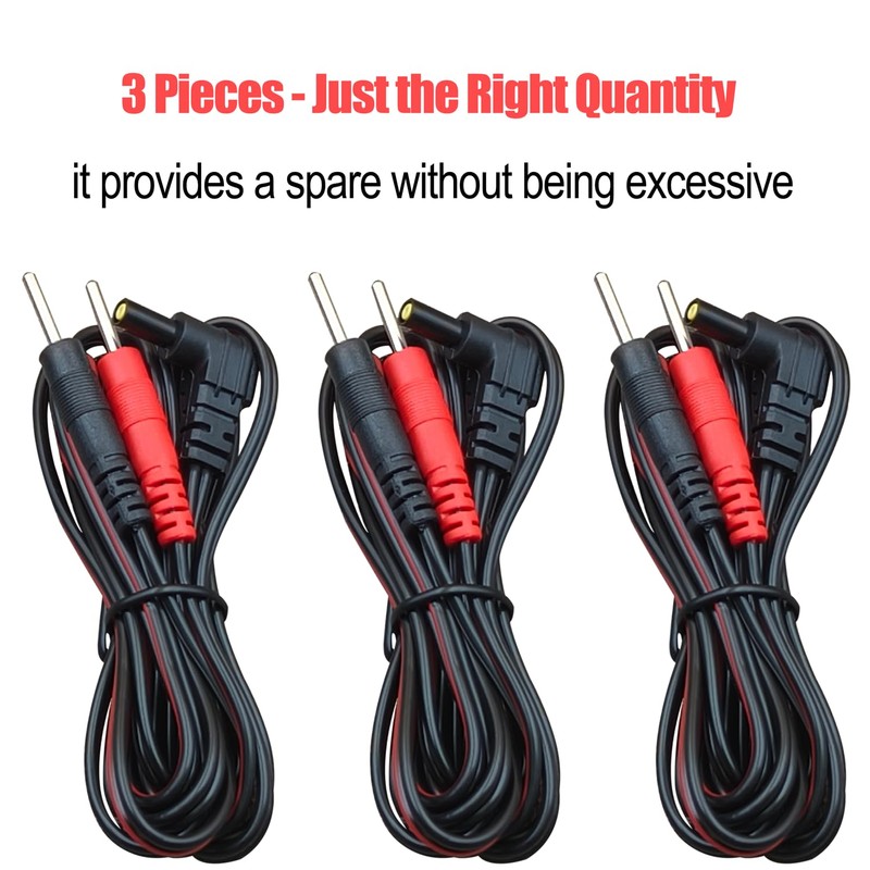 TENS Unit Electrodes Lead Wires: 3 Pieces BesCable 2mm Pin