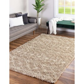Unique Loom Moroccan Trellis Shag Collection Area Rug - Meknes (4' 1" x 6' 1" Rectangle, Light Brown/ Ivory)