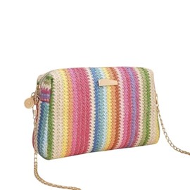 Heamsa Rattan Knitting Women Straw Bag Beach Summer Chain Small Purse and Handbag