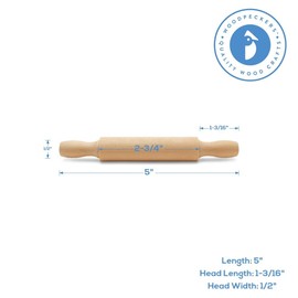 Wooden Mini Rolling Pin, 5 Inches Long, Pack of 6, Great for in The Kitchen and Crafting, Party Favors by Woodpeckers