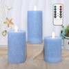 PETRISTRIKE Seaglass Battery Flameless LED Candle, Silver Blue Flickering Pillar