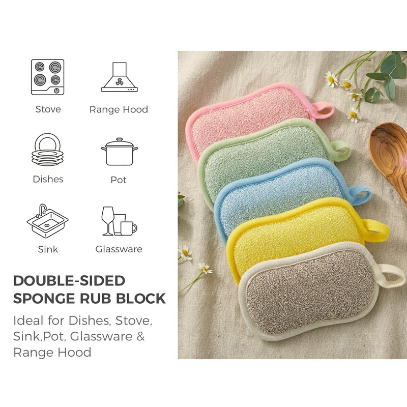 Dual Sided Kitchen Sponges and Scrubbers 10-Pack, Microfiber Non-Scratch Scouring
