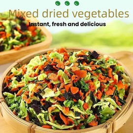 ramen toppings，mixed vegetables 8.8oz/250g，Use dried vegetable flakes to make flavorful dried soups, noodles, pizza, rice, and sauces.