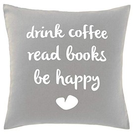 Hippowarehouse Drink coffee read books be happy Printed bedroom accessory cushion cover case 41x41cm